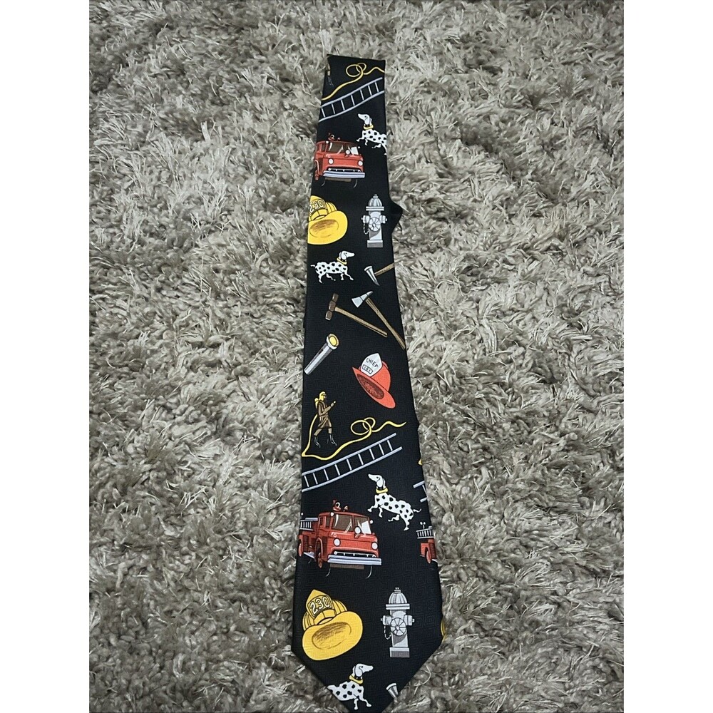 Vintage 1997 Fire Fighter Tie Neck Tie 100% Polyester Deborah Hand Made 56”
